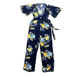 Band of Gypsies flowing floral wide legged jumpsuit. Size S
